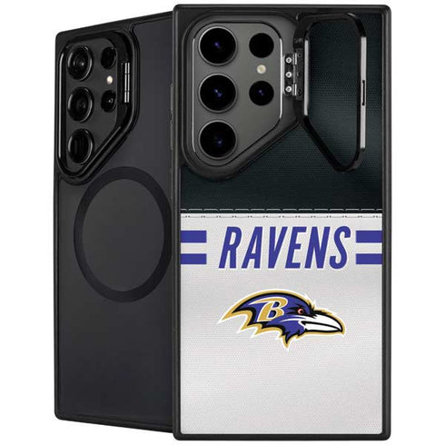 NFL Baltimore Ravens White Striped Galaxy S25 Ultra Kickstand Case